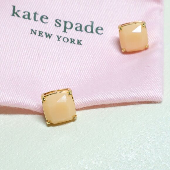 Kate Spade | Small Square - Gold Light Pink Stud Earrings - Picture 2 of 3